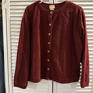 Women’s size large crossroads button up sweater marroonish burgundy